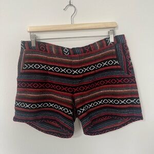 Men’s XL Wai Wear Woven Stripe Pattern Shorts - Red & Black